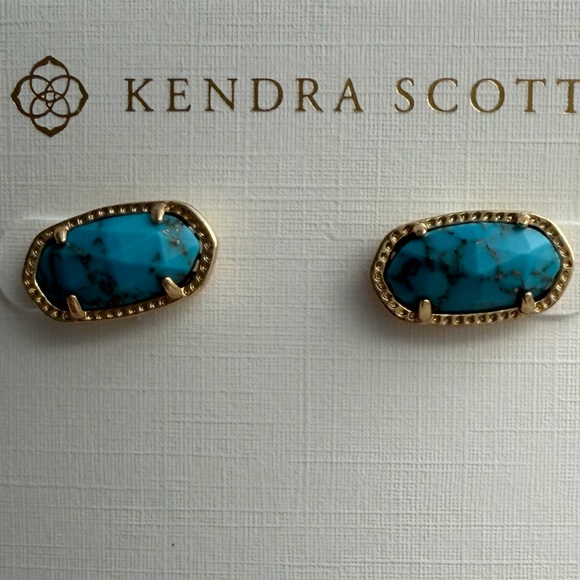 Kendra Scott Ellie Gold Stud Earrings in Veined Turquoise Magnesite